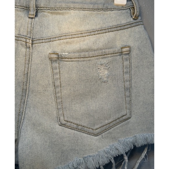 Pacsun Shorts Women's Size 25 High Rise Cut-Off Denim Distressed 5 Pockets Lt. B - Picture 8 of 9